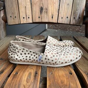 Toms Alpargata Classic Rose Gold Polka Dot Shoe Womens Size 7.5